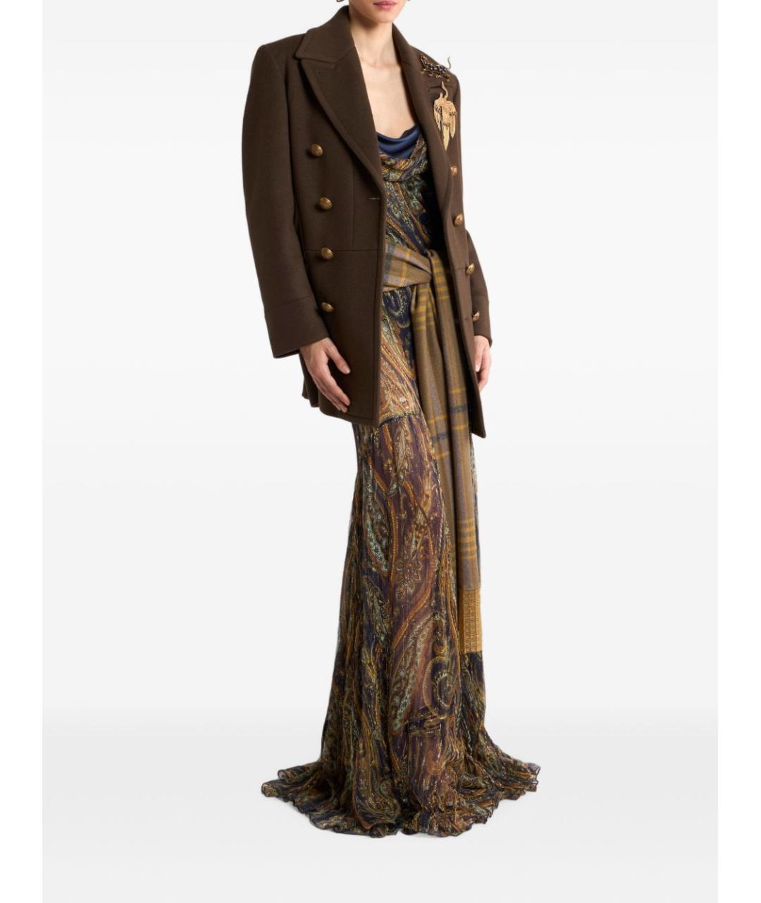 ETRO Коричневое шерстяное пальто, фото 2