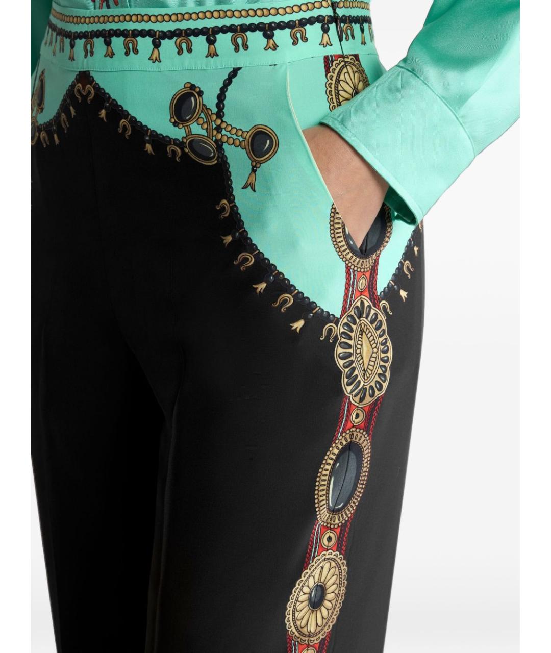 ETRO Черные шелковые прямые брюки, фото 2