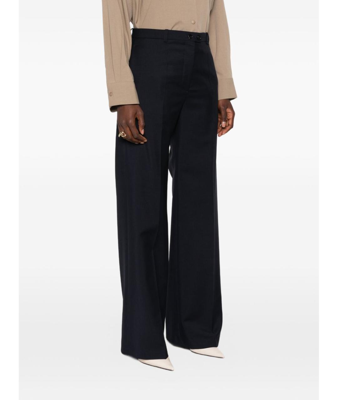 JIL SANDER Синие шерстяные прямые брюки, фото 3
