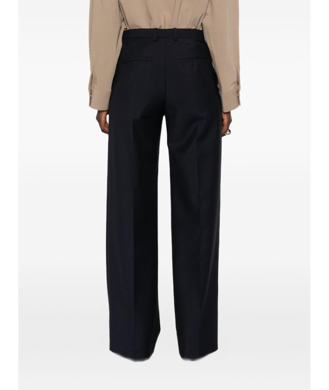 JIL SANDER Синие шерстяные прямые брюки, фото 2