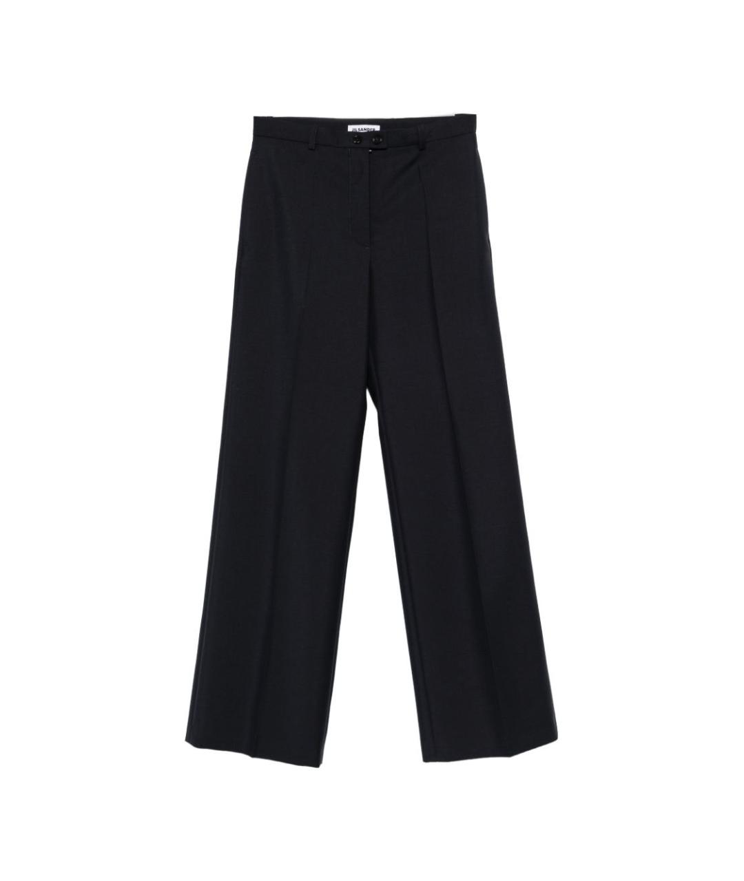 JIL SANDER Синие шерстяные прямые брюки, фото 1