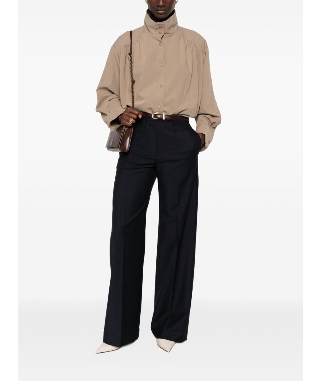 JIL SANDER Синие шерстяные прямые брюки, фото 5