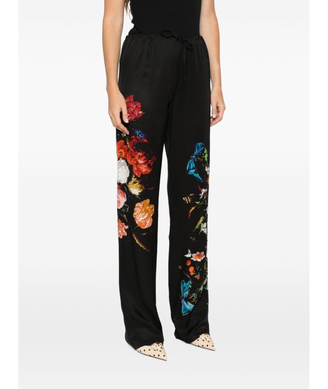 DRIES VAN NOTEN Черные вискозные прямые брюки, фото 3
