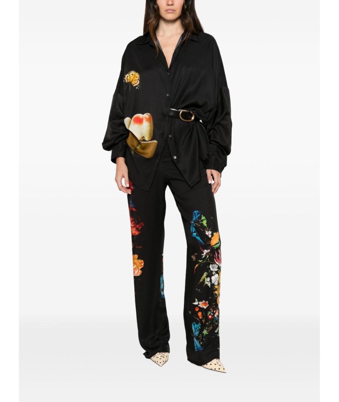 DRIES VAN NOTEN Черные вискозные прямые брюки, фото 5