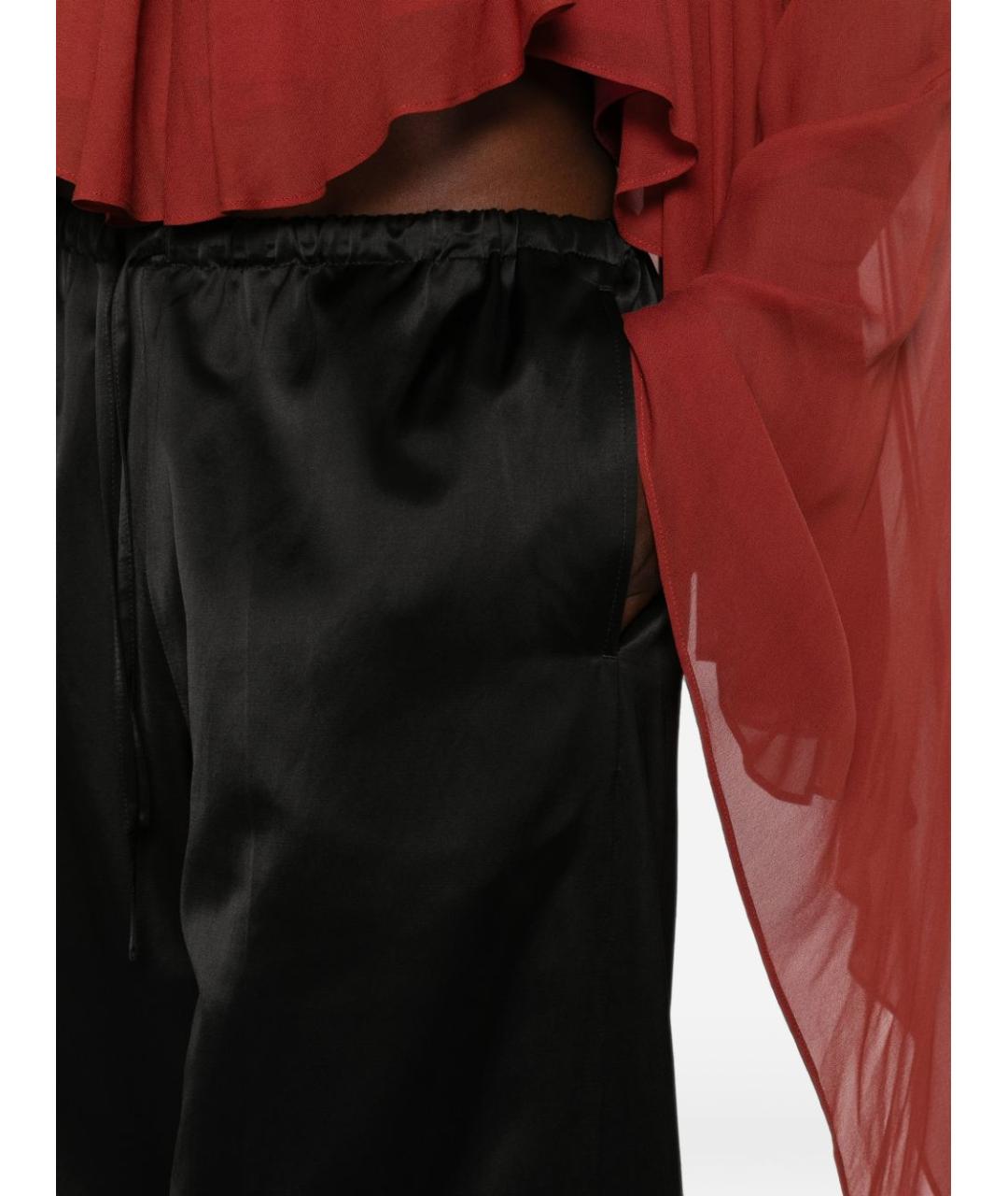 DRIES VAN NOTEN Черные вискозные прямые брюки, фото 4