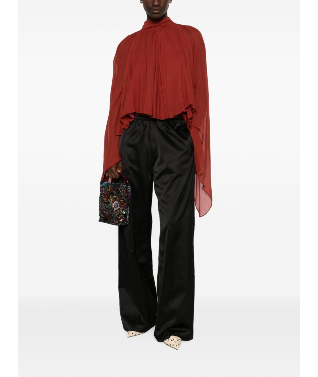 DRIES VAN NOTEN Черные вискозные прямые брюки, фото 2