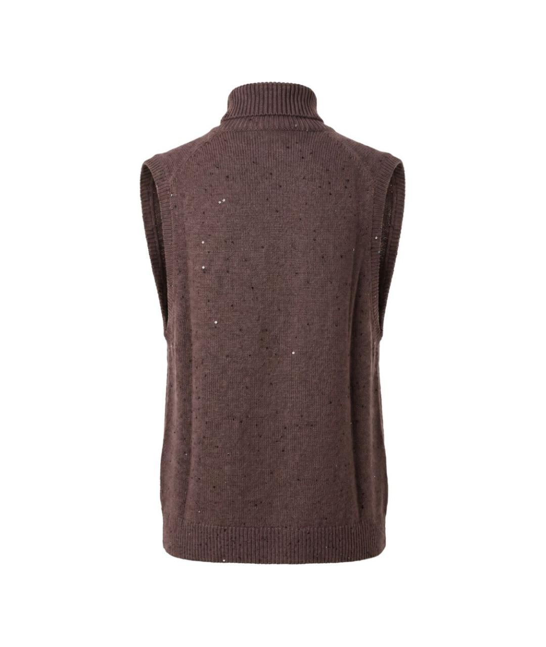 BRUNELLO CUCINELLI Коричневый кашемировый джемпер / свитер, фото 3
