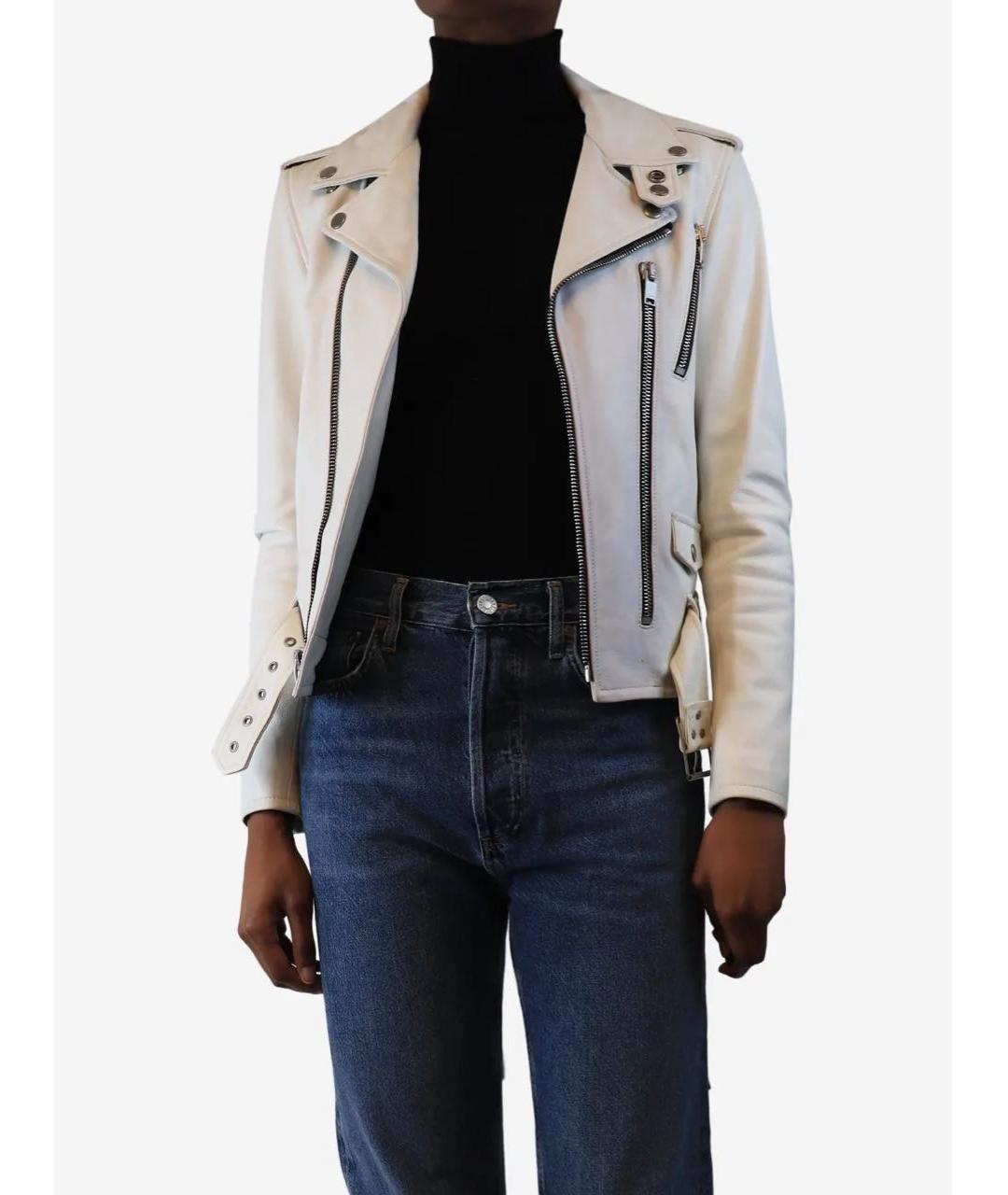 SAINT LAURENT Белая кожаная куртка, фото 5