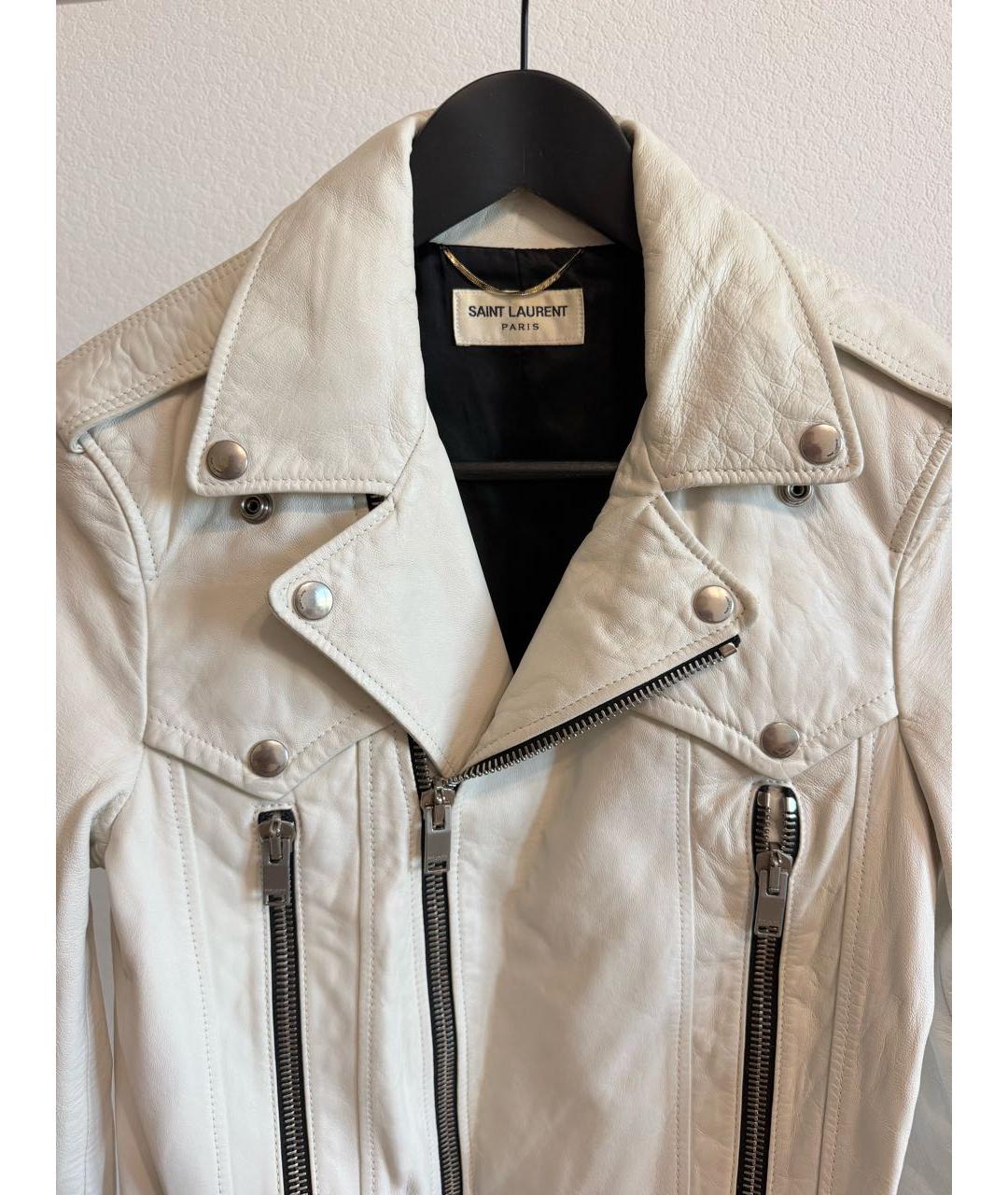 SAINT LAURENT Белая кожаная куртка, фото 3