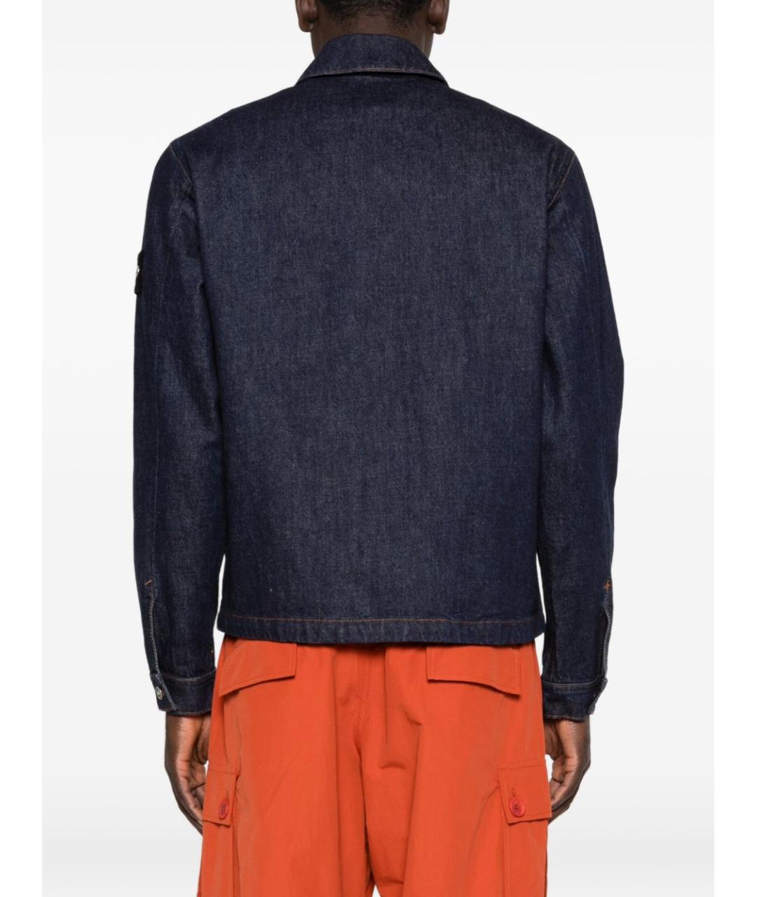 STONE ISLAND Темно-синяя хлопковая куртка, фото 2