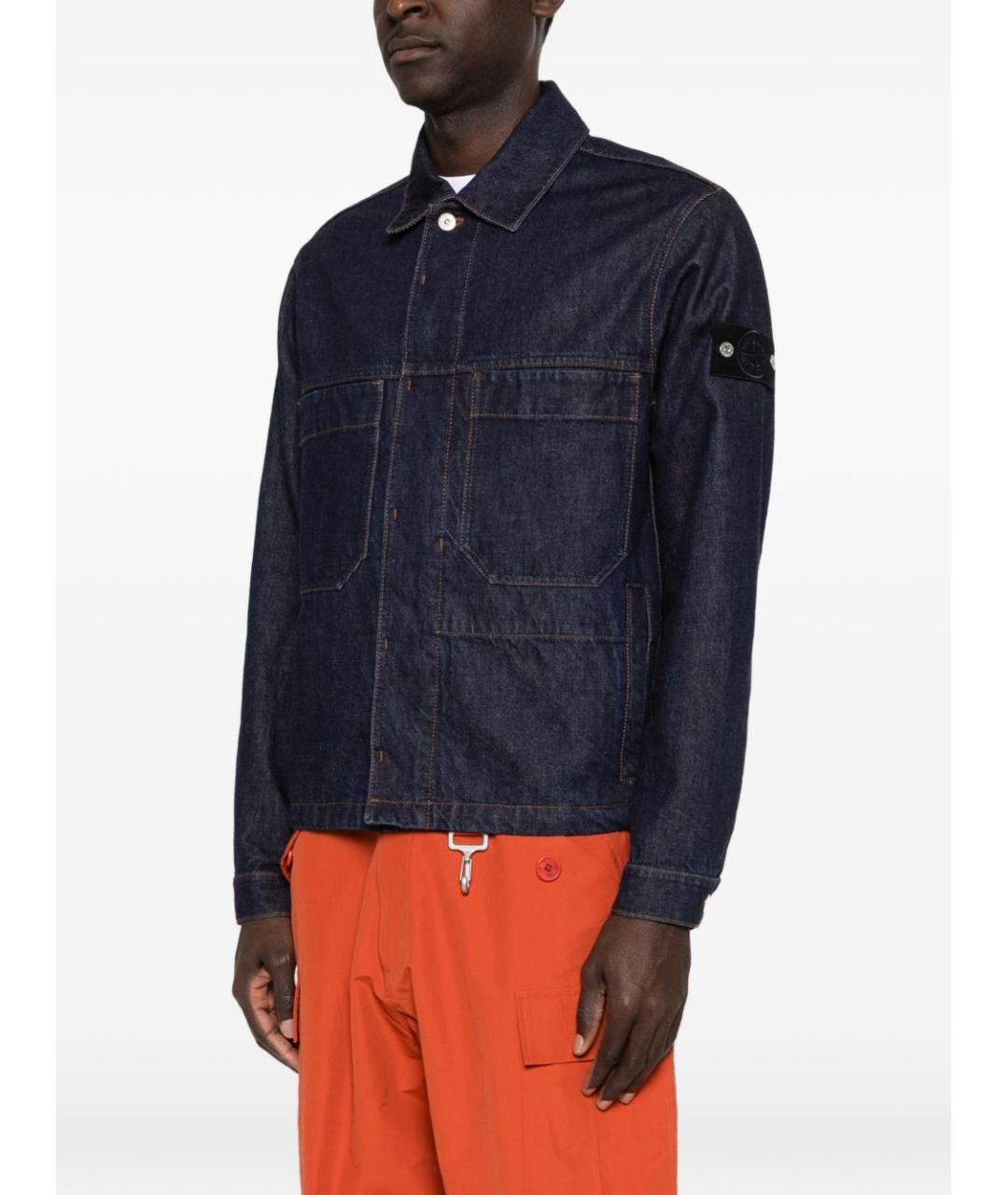 STONE ISLAND Темно-синяя хлопковая куртка, фото 3