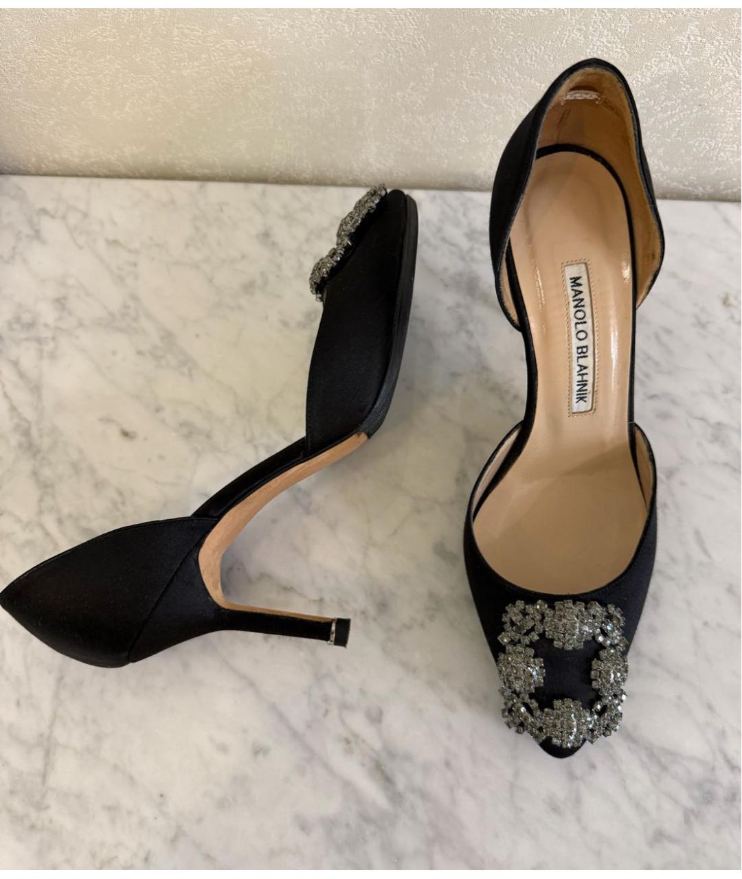 MANOLO BLAHNIK Черные текстильные туфли, фото 4