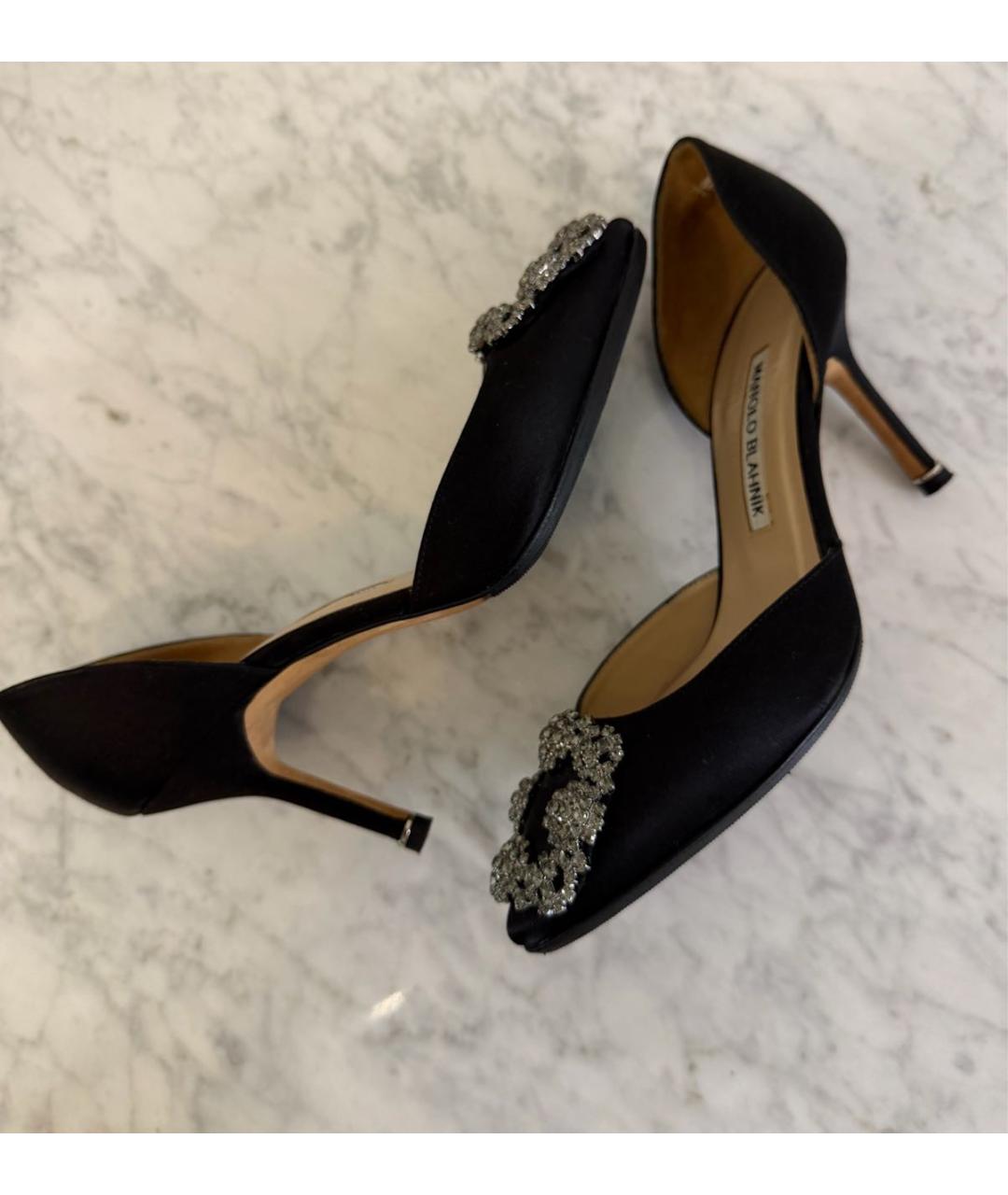 MANOLO BLAHNIK Черные текстильные туфли, фото 6