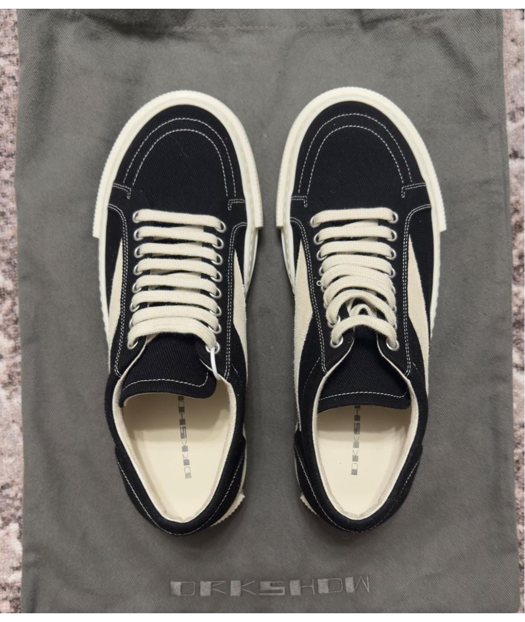 RICK OWENS DRKSHDW Черные текстильные низкие кроссовки / кеды, фото 2