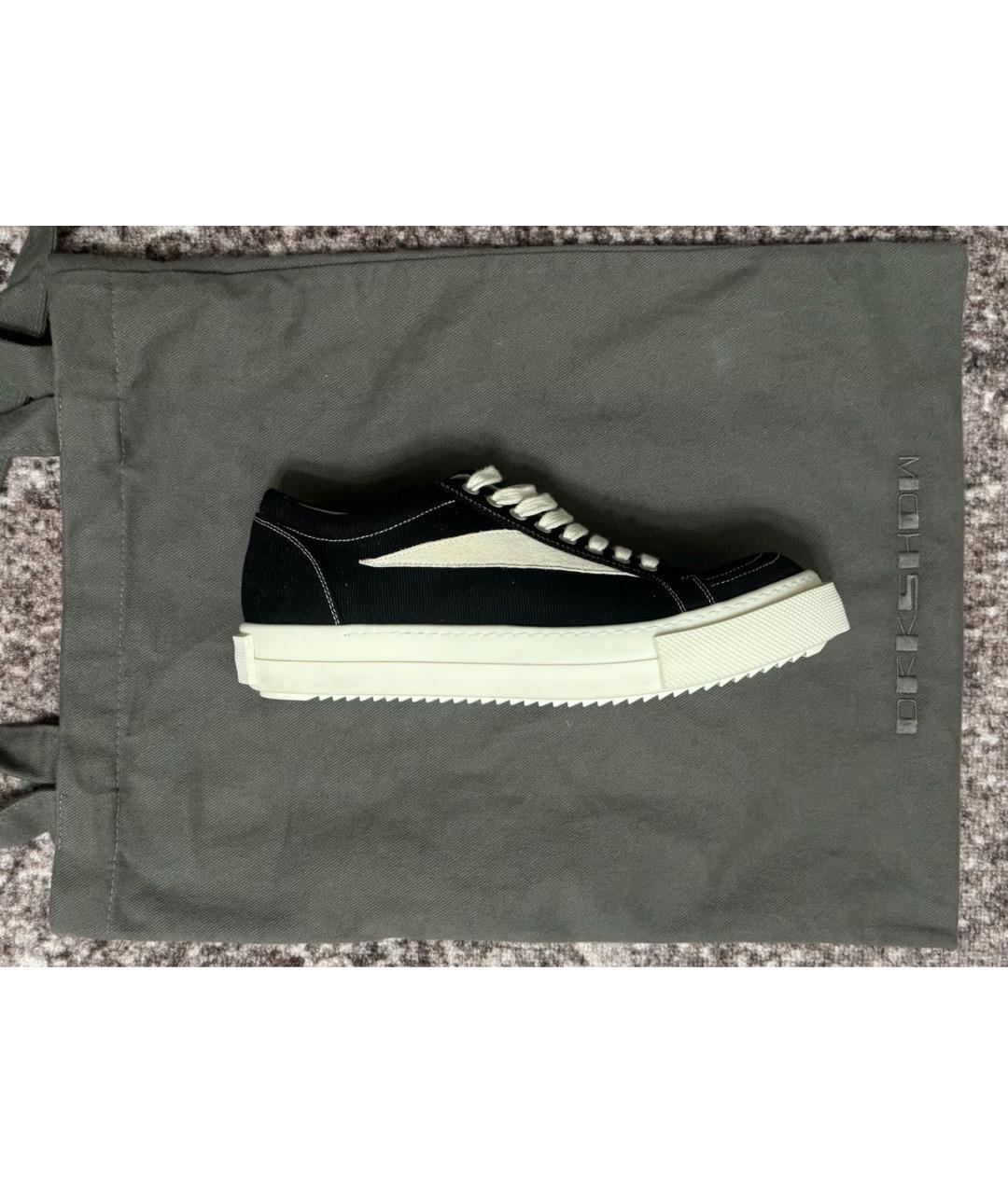 RICK OWENS DRKSHDW Черные текстильные низкие кроссовки / кеды, фото 6