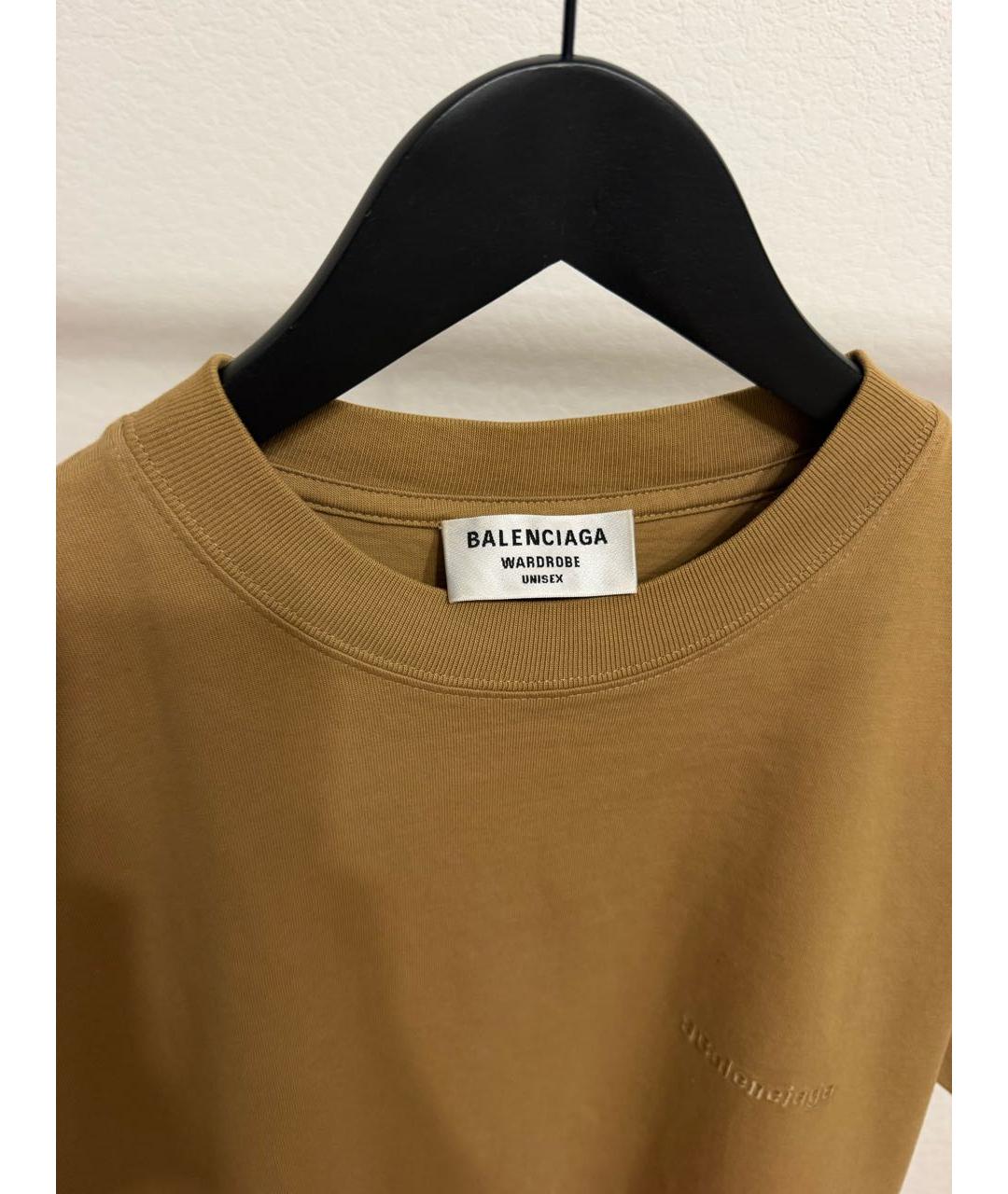BALENCIAGA Бежевая хлопковая футболка, фото 4