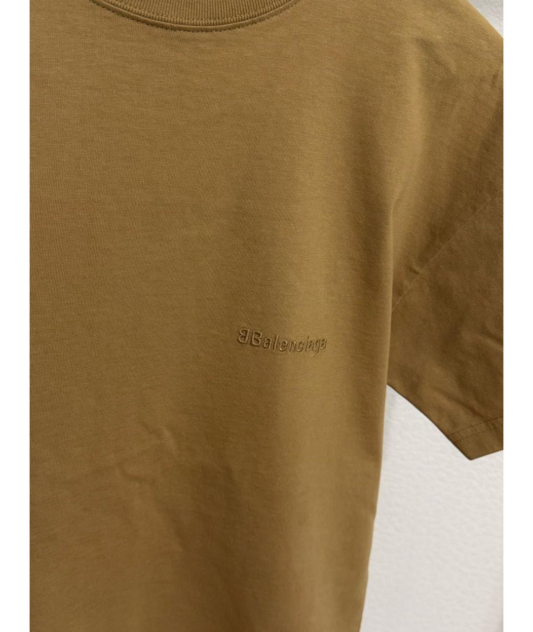 BALENCIAGA Бежевая хлопковая футболка, фото 3