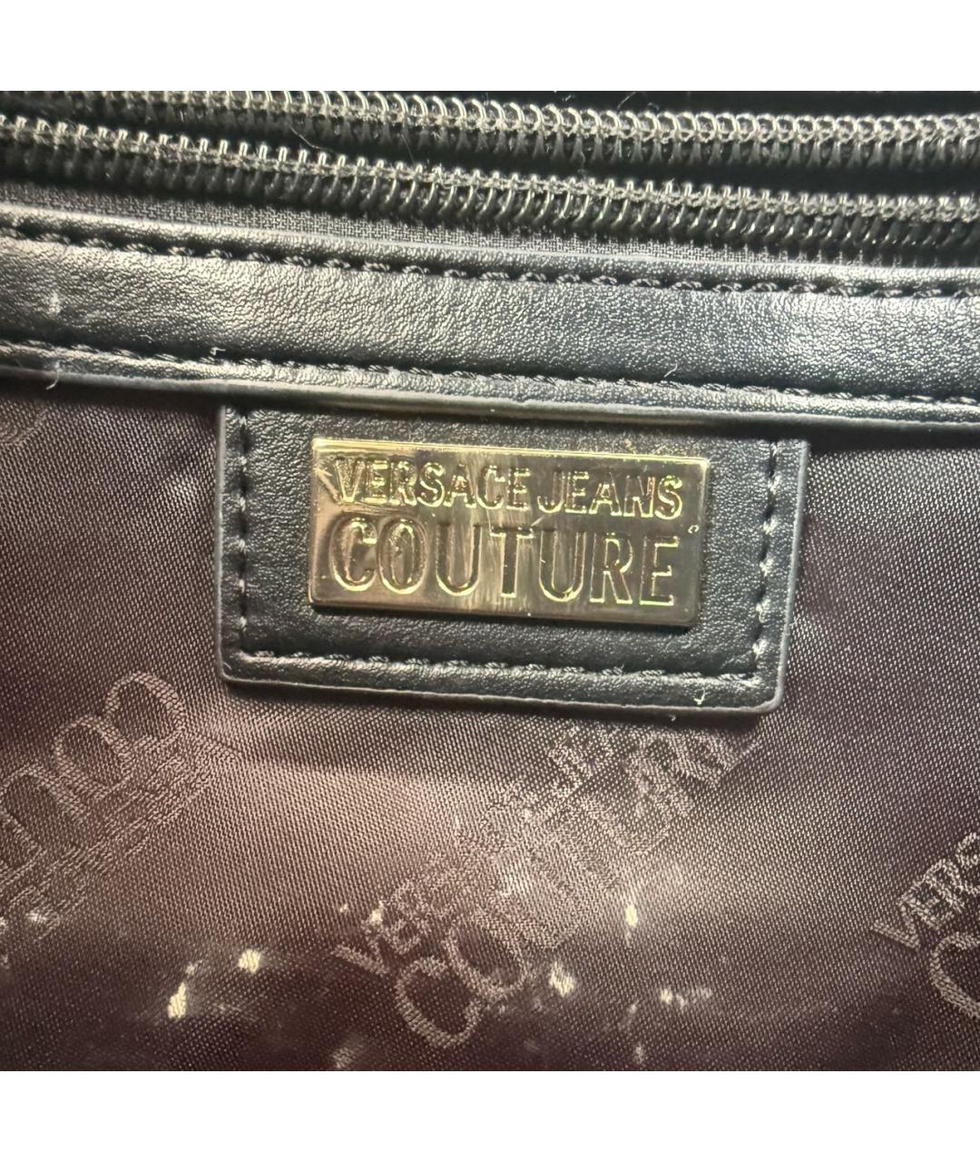 VERSACE JEANS COUTURE Черная кожаная сумка с короткими ручками, фото 5