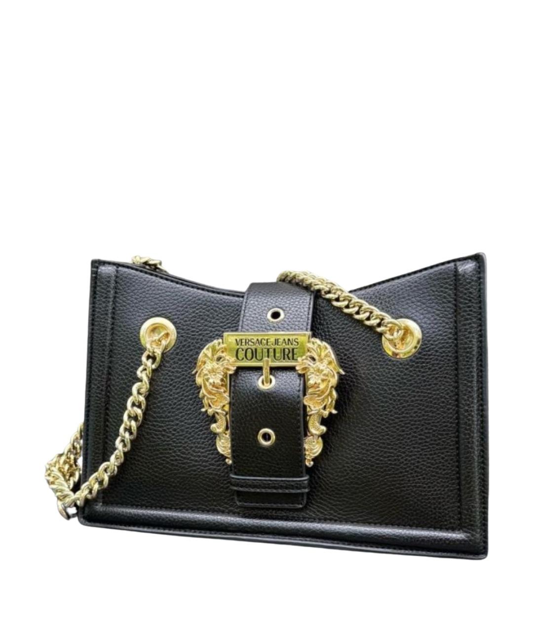 VERSACE JEANS COUTURE Черная кожаная сумка с короткими ручками, фото 1