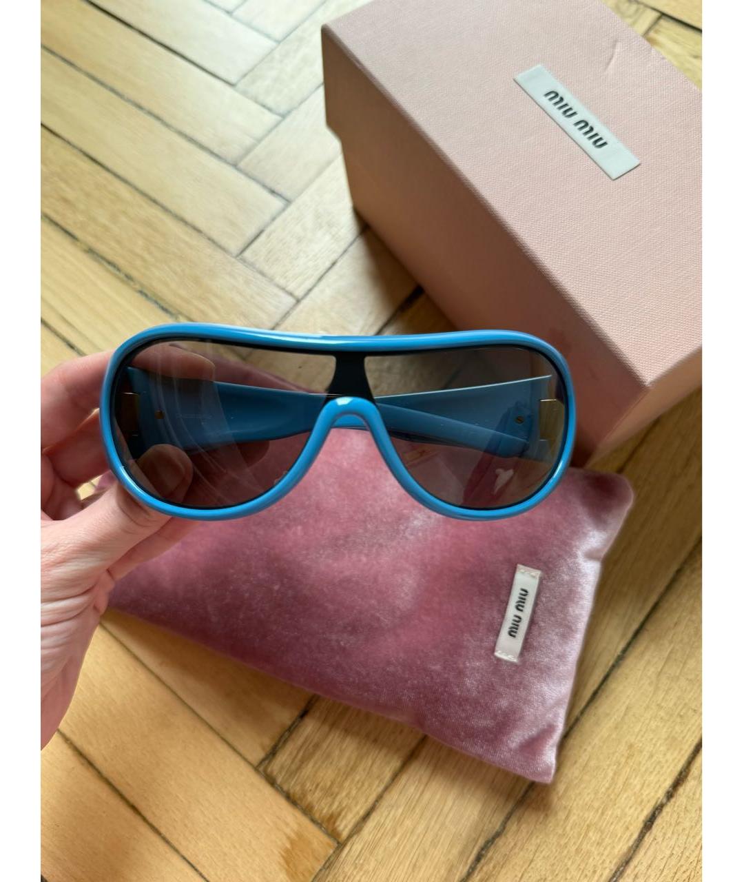 MIU MIU Голубые пластиковые солнцезащитные очки, фото 5