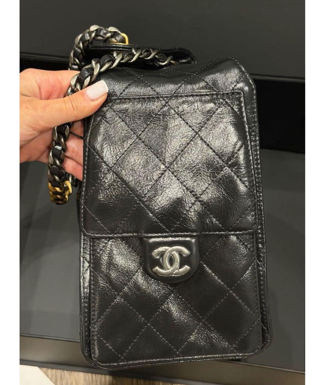 CHANEL Черная кожаная сумка тоут, фото 6