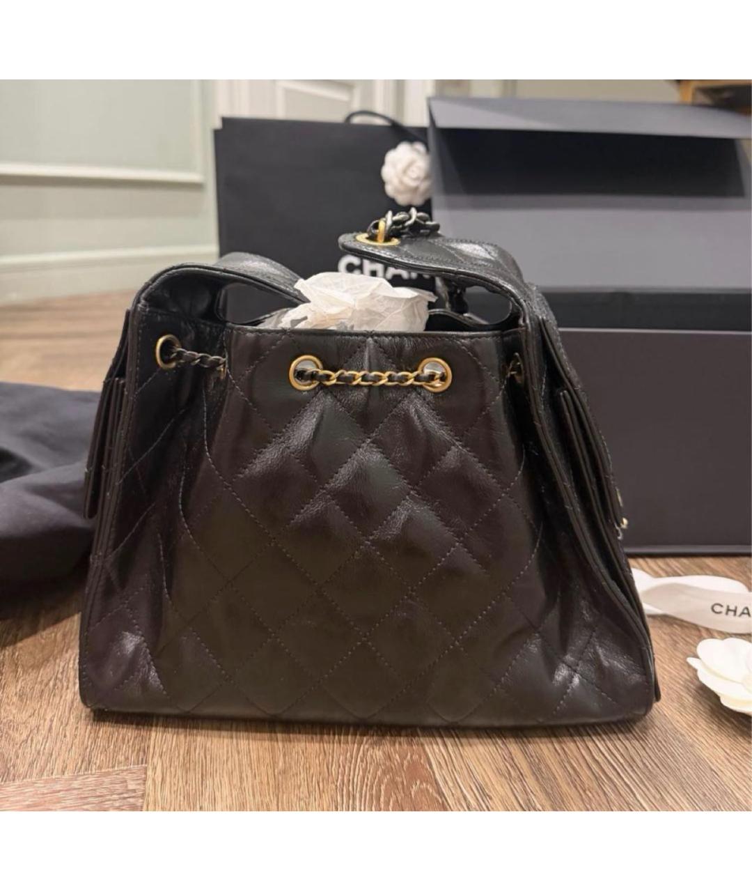 CHANEL Черная кожаная сумка тоут, фото 3