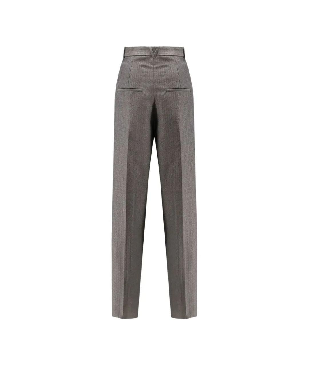 BOTTEGA VENETA Серые шерстяные прямые брюки, фото 2