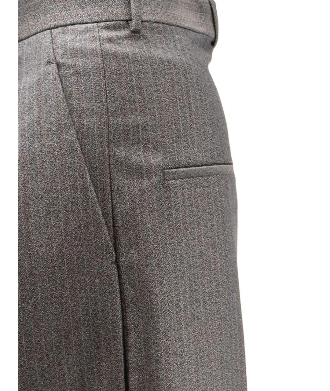 BOTTEGA VENETA Серые шерстяные прямые брюки, фото 3