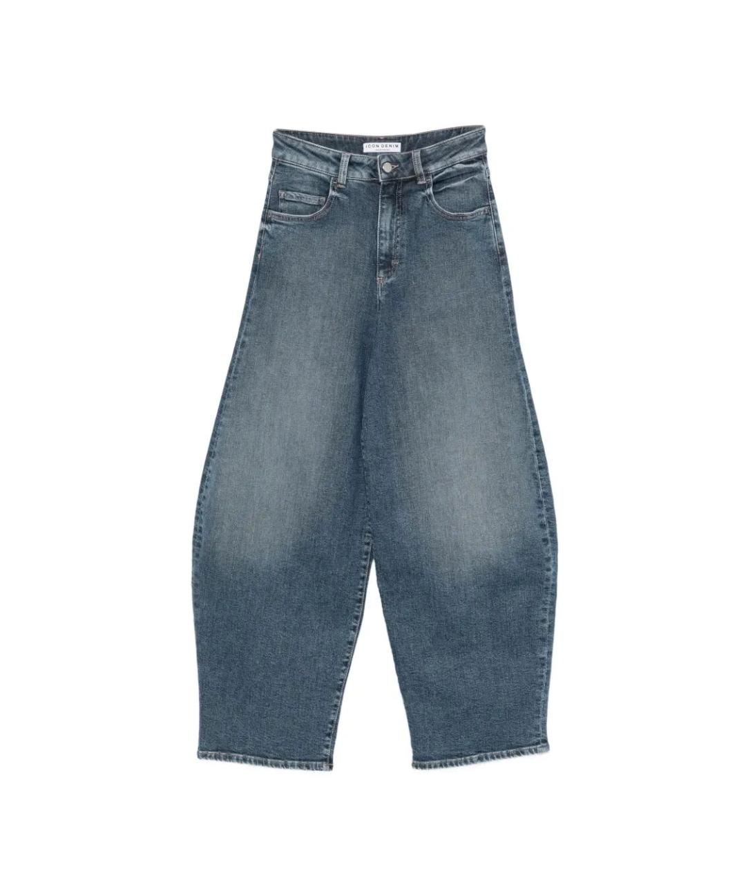 ICON DENIM Синие хлопковые прямые джинсы, фото 1