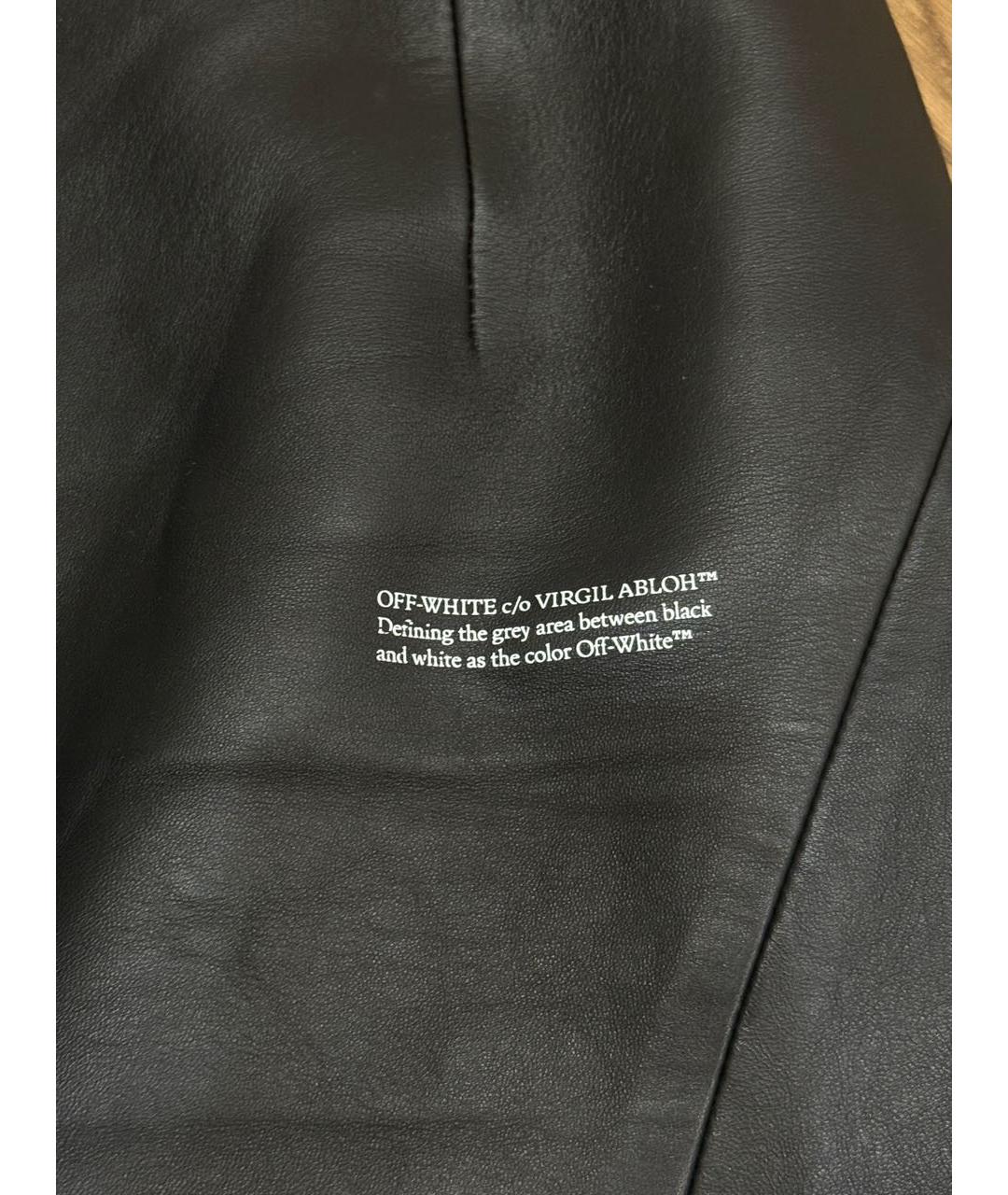 OFF-WHITE Черная кожаная юбка мини, фото 4