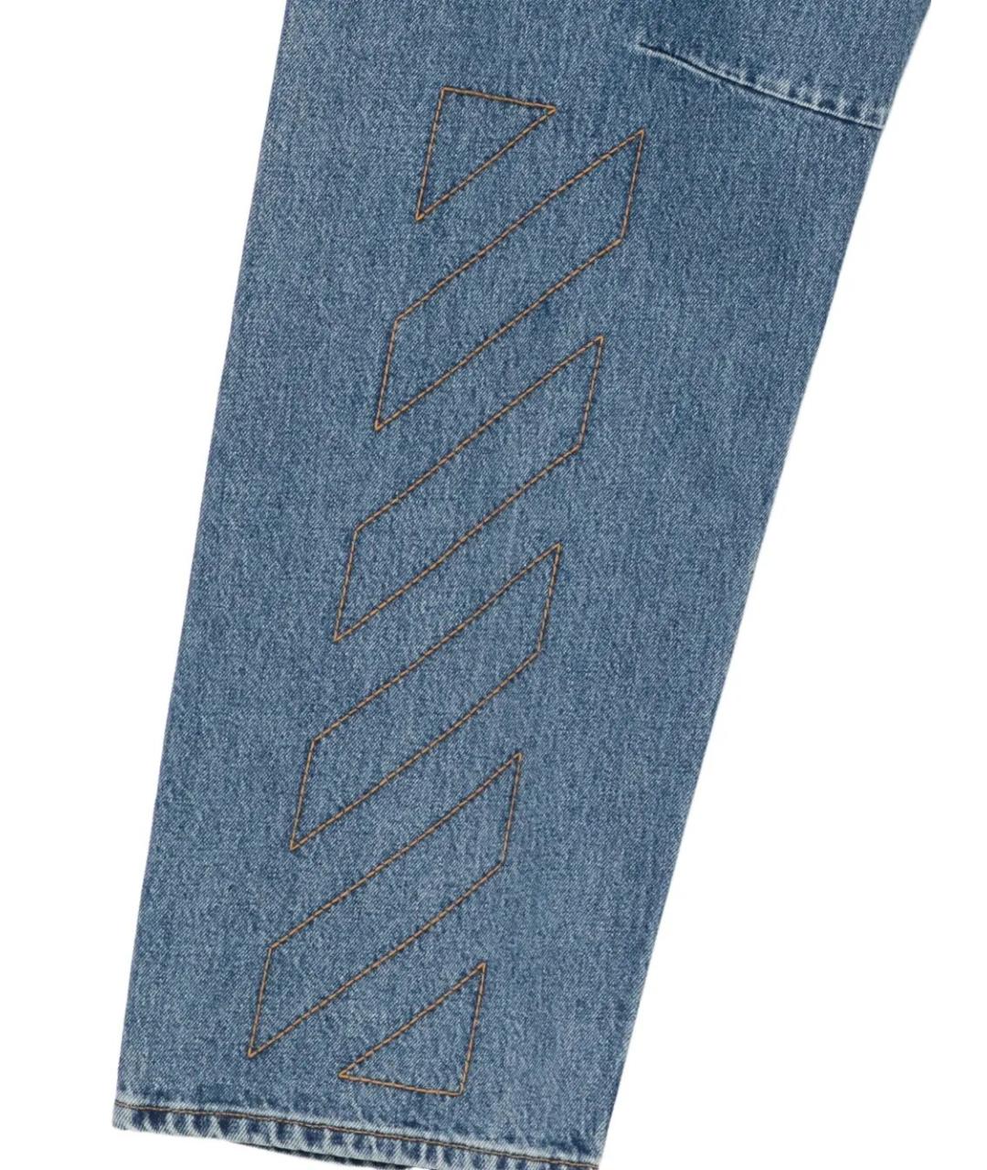 OFF-WHITE Синие хлопковые прямые джинсы, фото 3