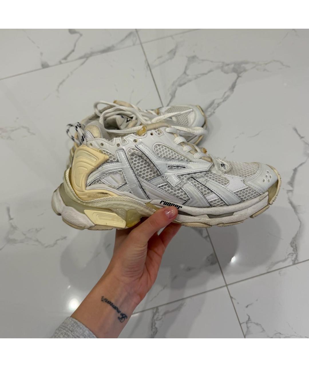 BALENCIAGA Белые текстильные кроссовки, фото 3