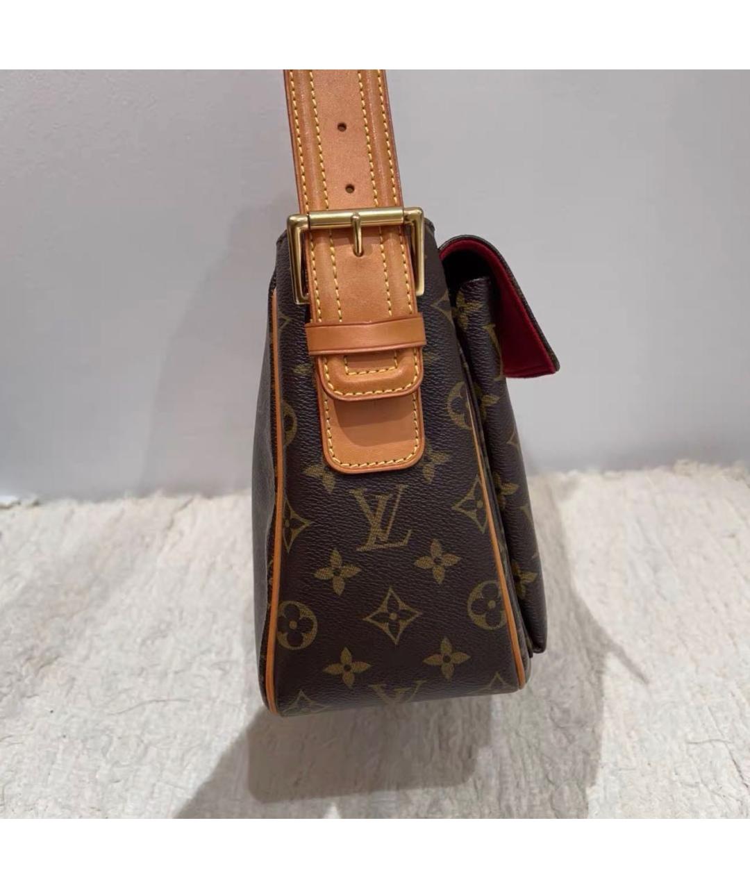 LOUIS VUITTON Коричневая кожаная сумка через плечо, фото 2
