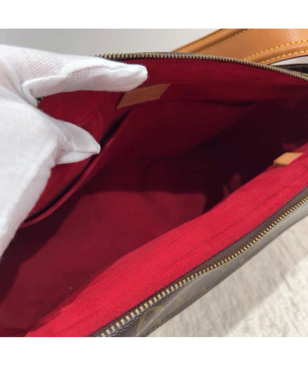 LOUIS VUITTON Коричневая кожаная сумка через плечо, фото 7