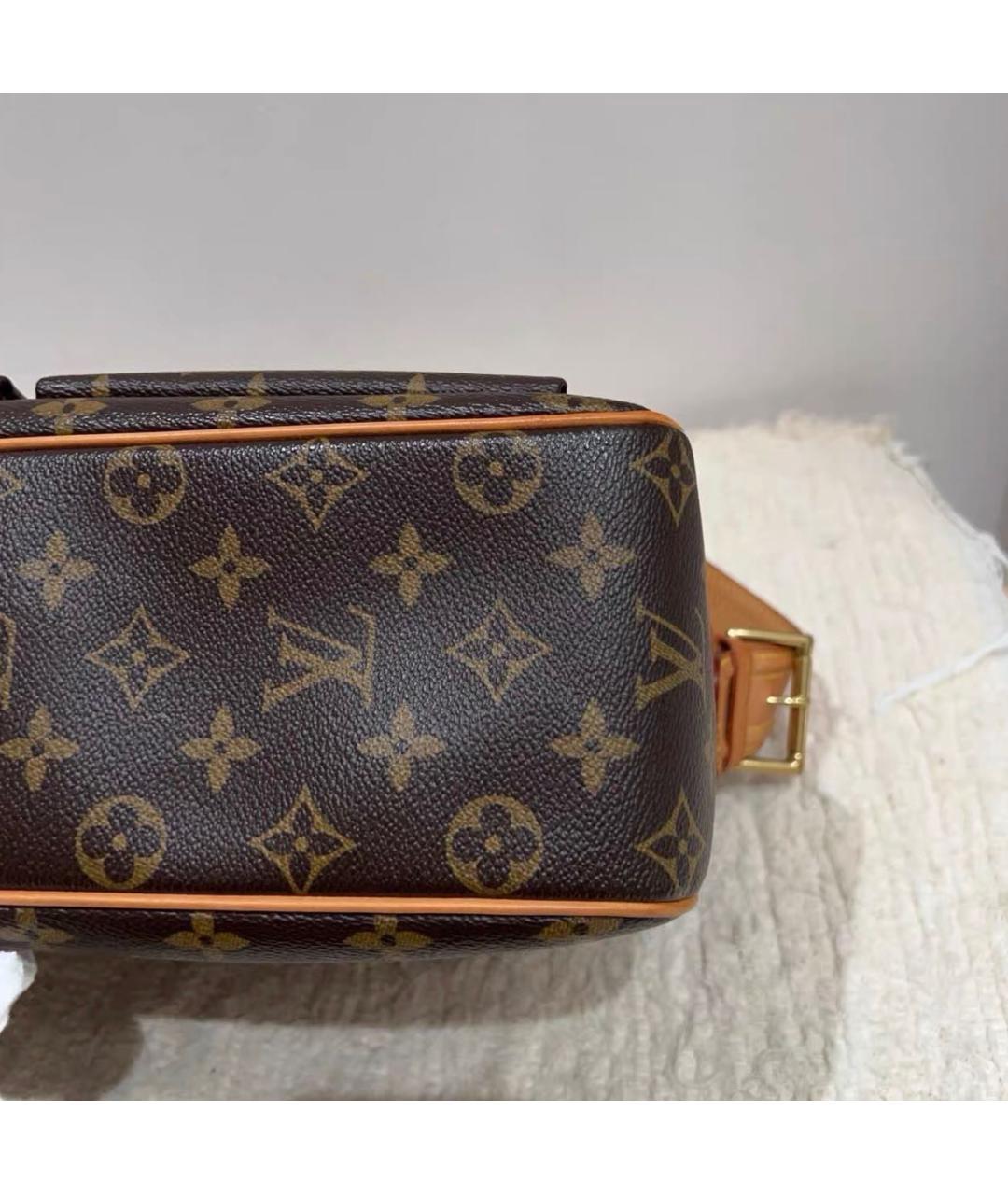 LOUIS VUITTON Коричневая кожаная сумка через плечо, фото 5