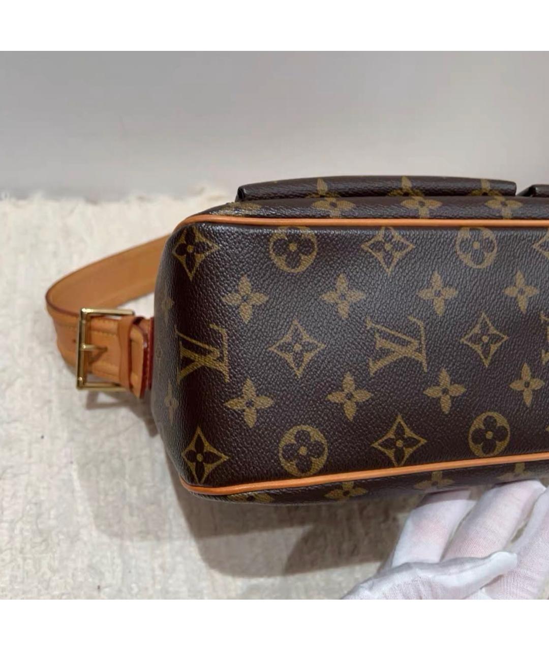 LOUIS VUITTON Коричневая кожаная сумка через плечо, фото 6