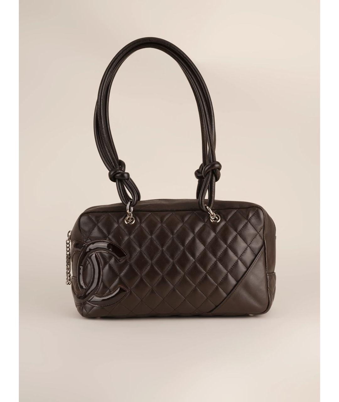 CHANEL Коричневая кожаная сумка с короткими ручками, фото 9