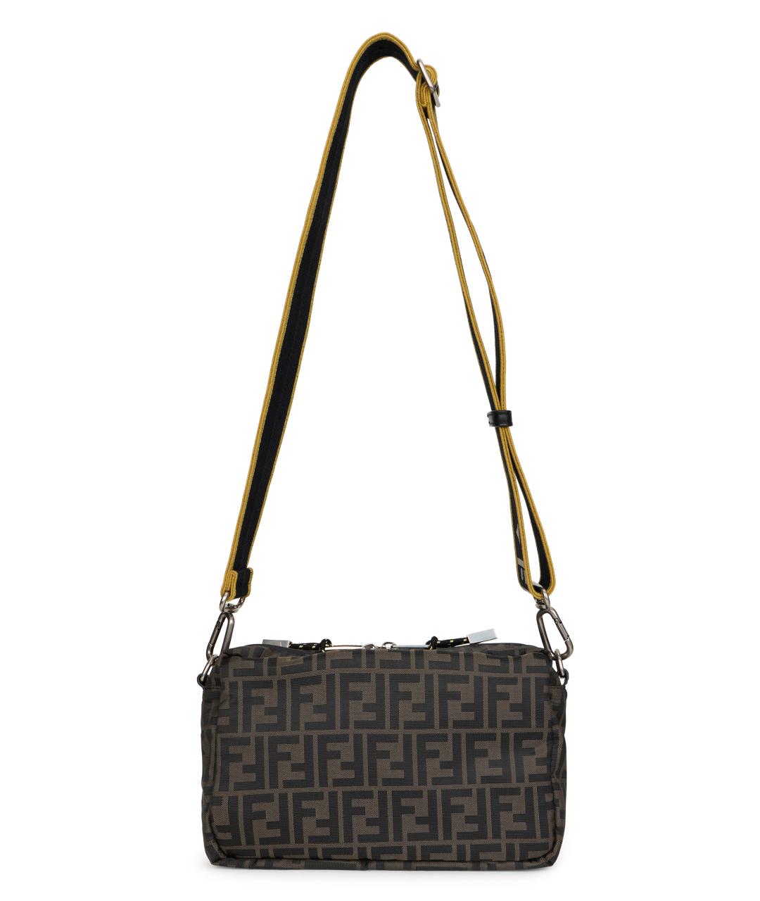 FENDI Коричневая тканевая сумка на плечо, фото 4