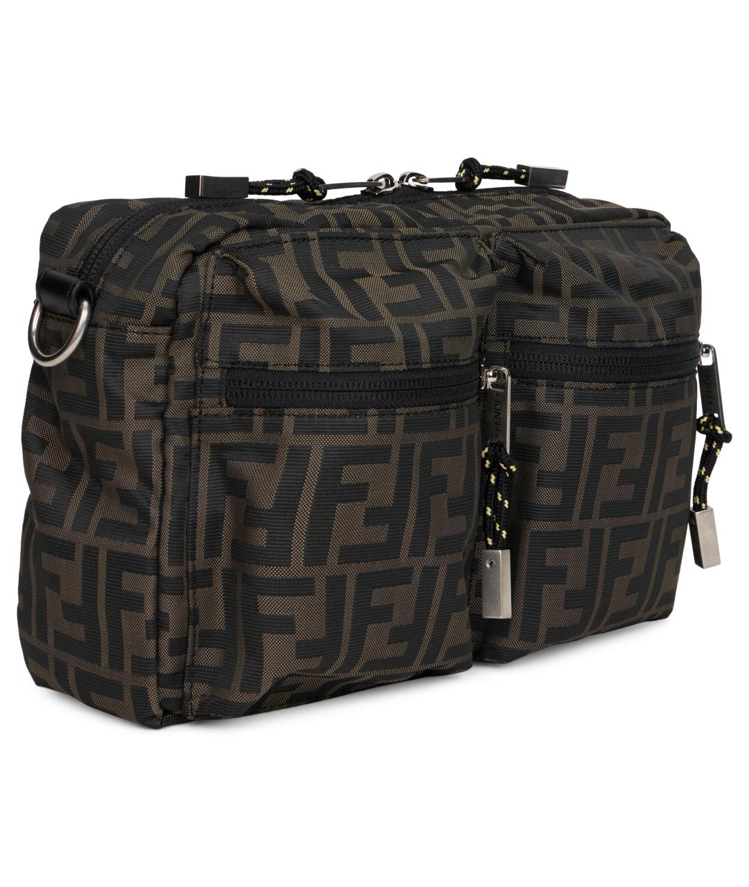 FENDI Коричневая тканевая сумка на плечо, фото 3