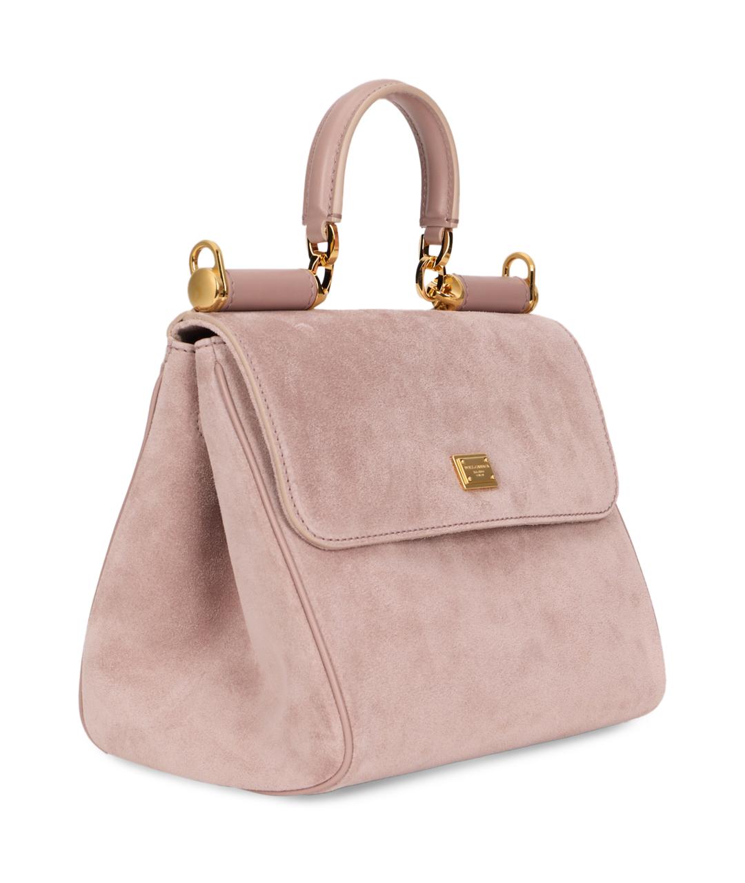 DOLCE&GABBANA Розовая замшевая сумка с короткими ручками, фото 2