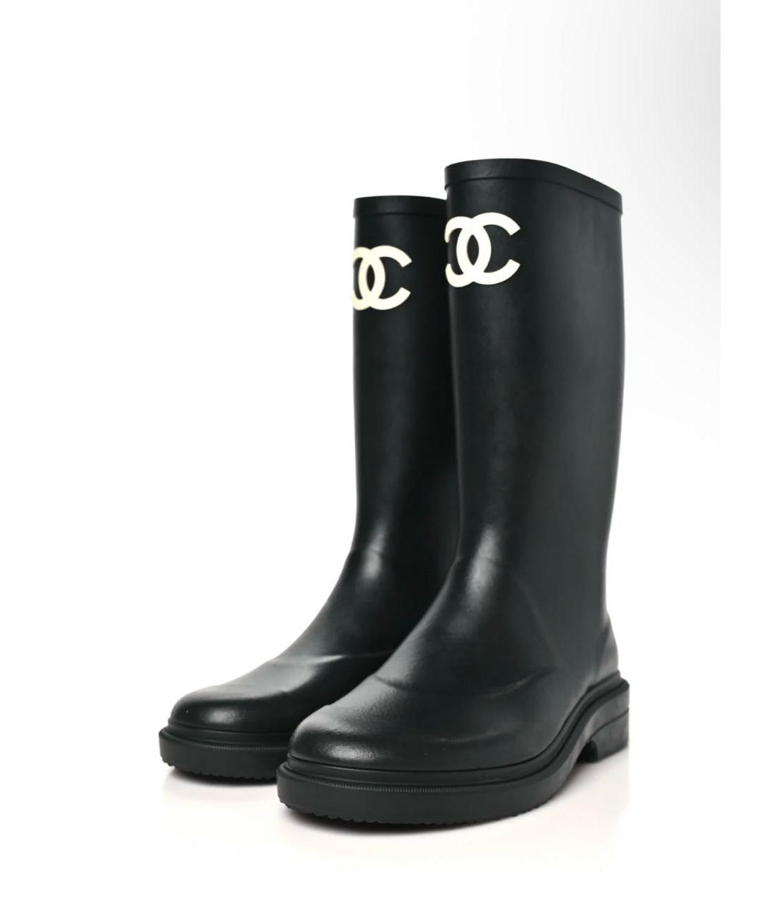 CHANEL Черные резиновые сапоги, фото 3