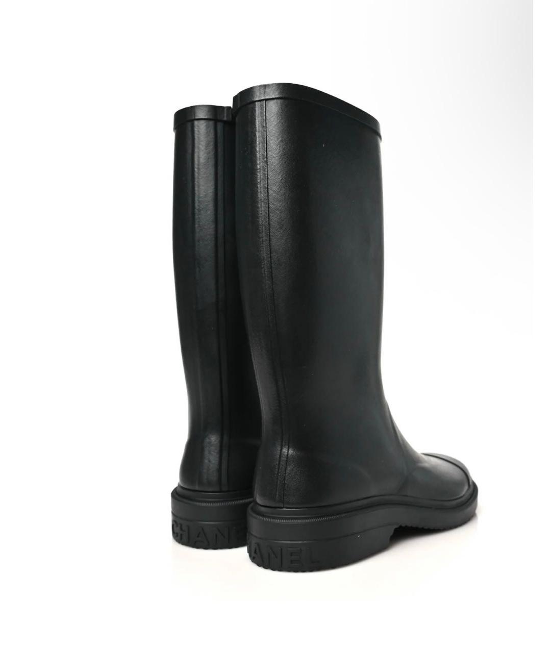 CHANEL Черные резиновые сапоги, фото 4