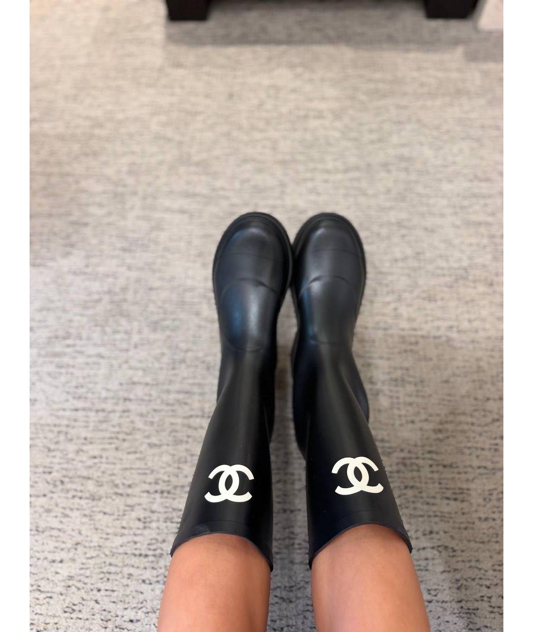 CHANEL Черные резиновые сапоги, фото 5
