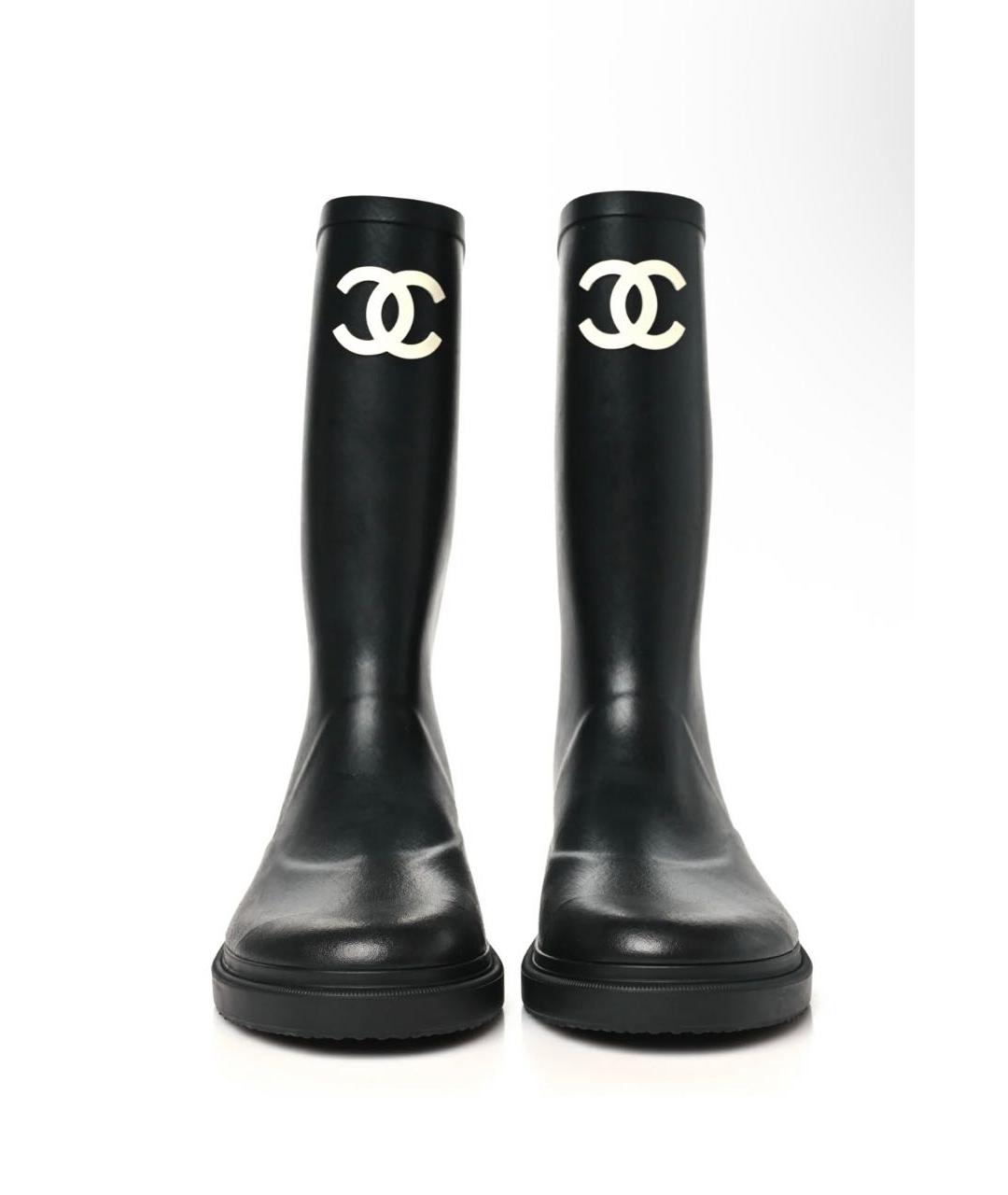 CHANEL Черные резиновые сапоги, фото 2