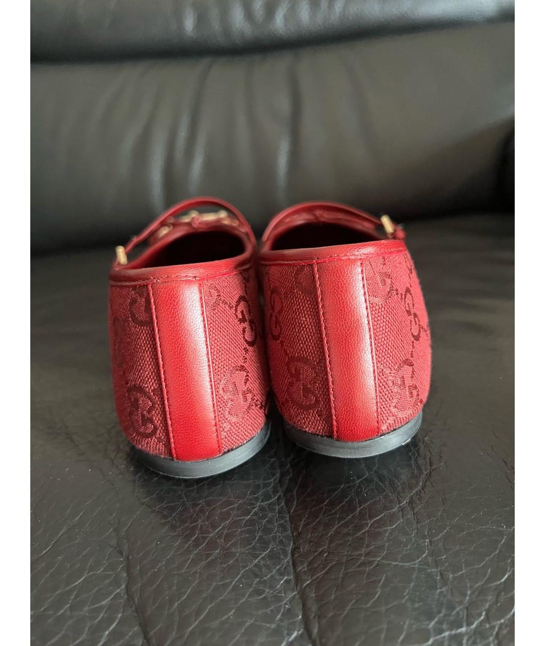 GUCCI Бордовые текстильные балетки, фото 3