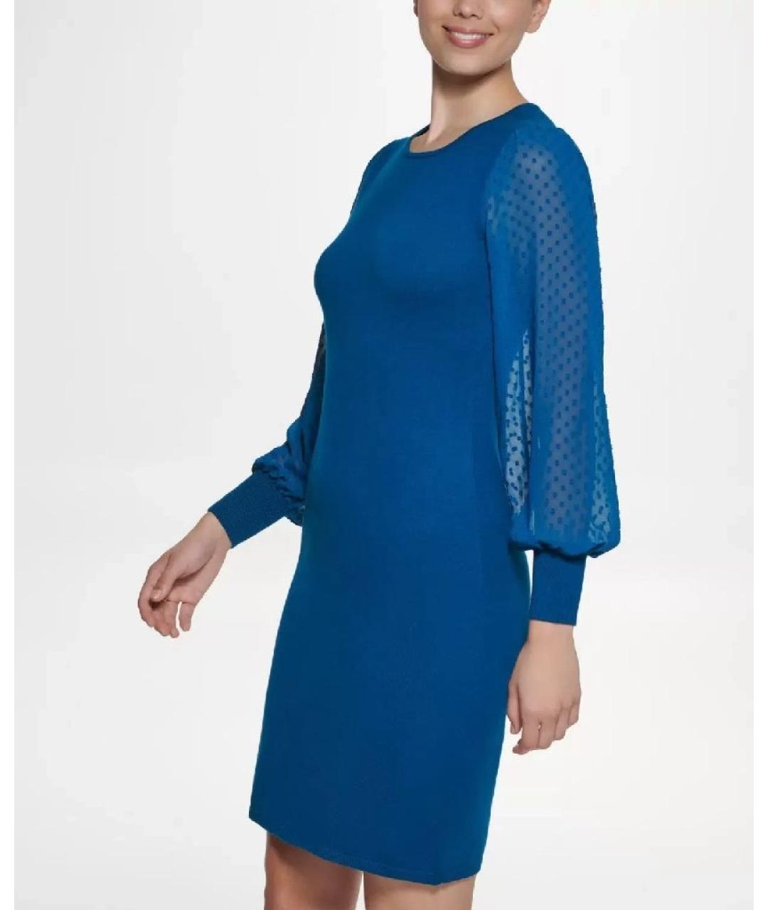 DKNY Синее вискозное платье, фото 2