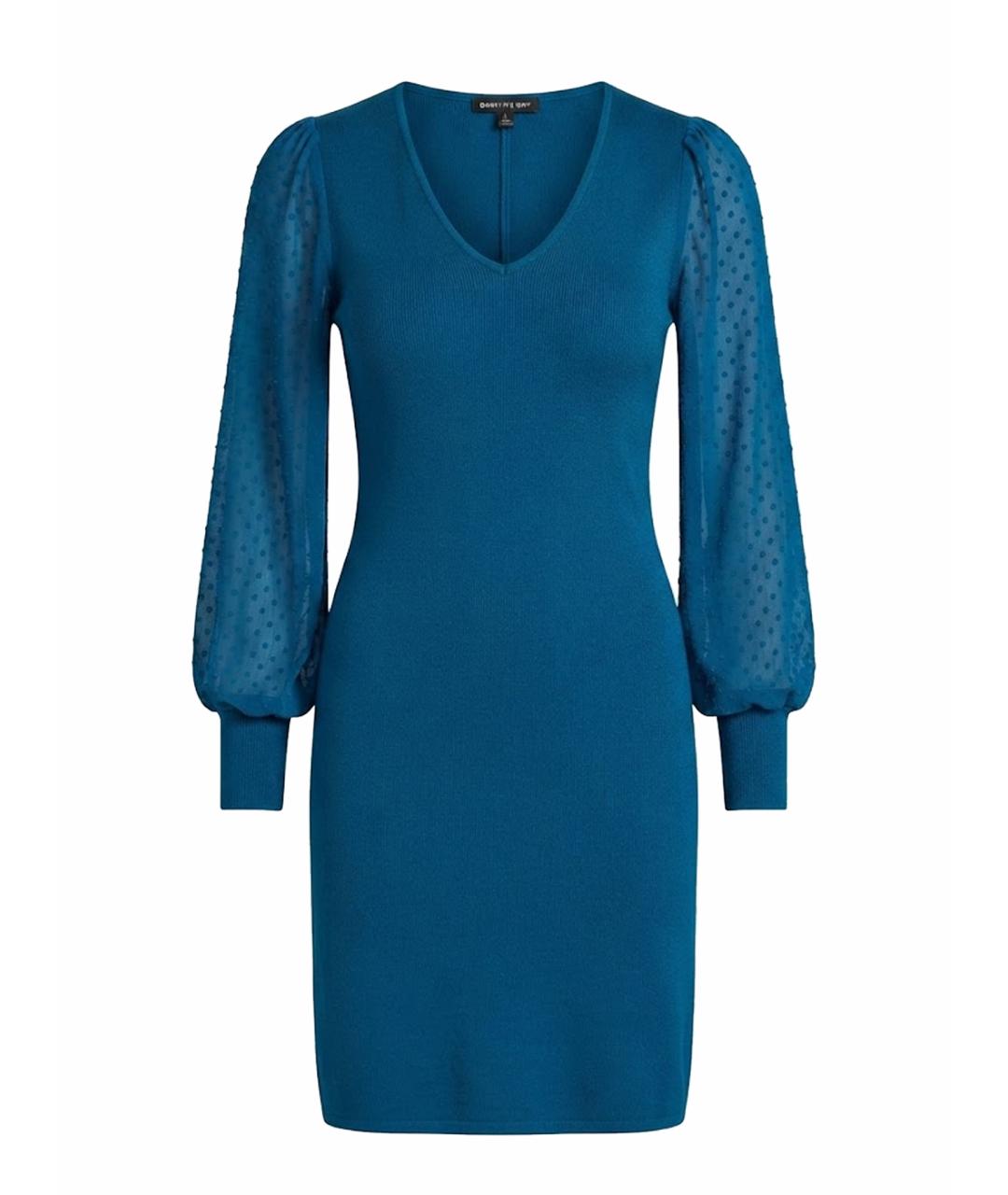 DKNY Синее вискозное платье, фото 1