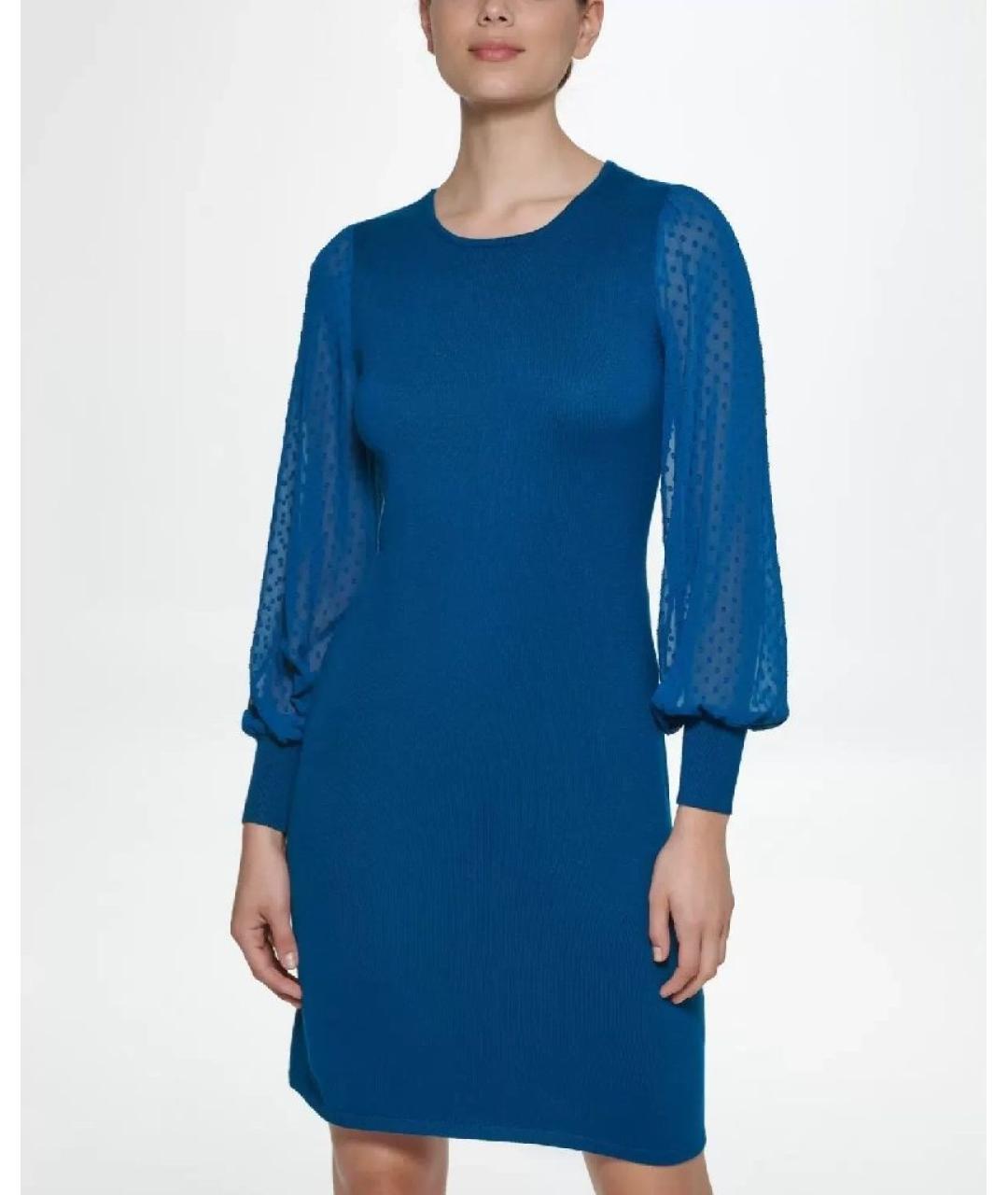 DKNY Синее вискозное платье, фото 4