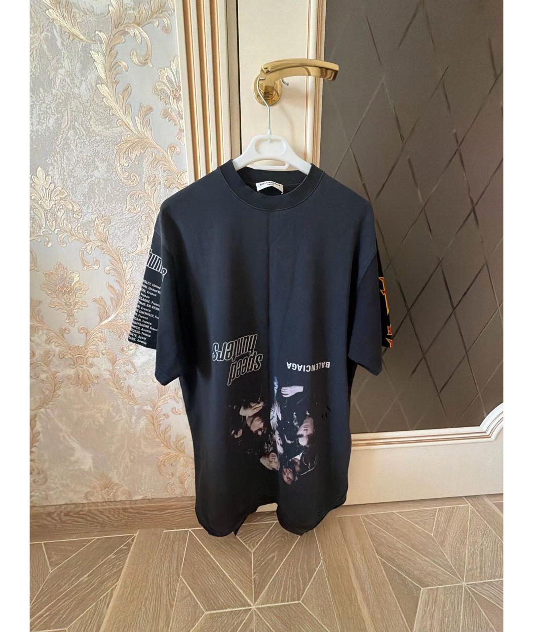 BALENCIAGA Черная хлопковая футболка, фото 8