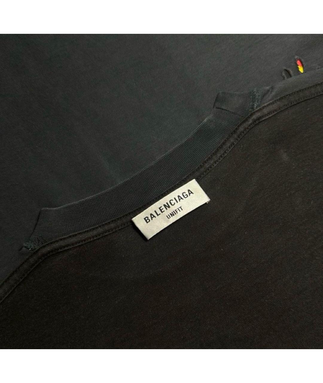 BALENCIAGA Черная хлопковая футболка, фото 5